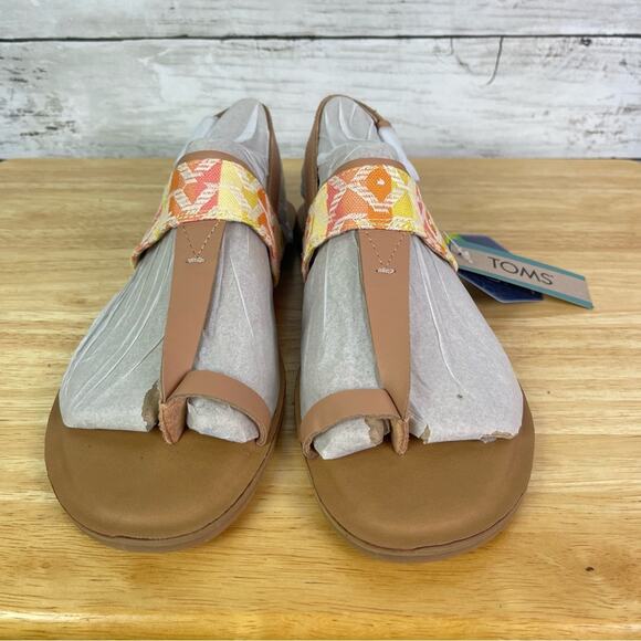 TOMS Sandals Bree Women - Warm Beige Leather Size 7.5 - Picture 3 of 8